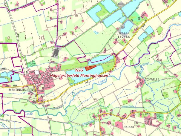 Detailkarte zum  Naturschutzgebiet „Hügelgräberfeld Mantinghausen“